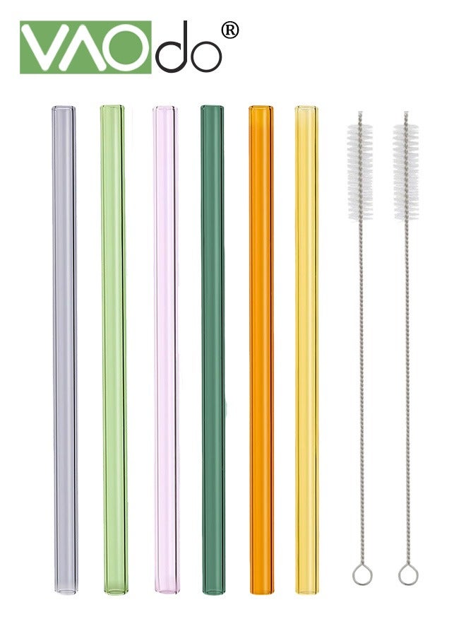 VAOdo 8PCS Glass Straws, Inner Diameter 5MM Width, Reusable Straight Straws and Cleaning Brushes, Food-grade Material Straws for Juice Milk Smoothies Beverages Multicolour - Image 2