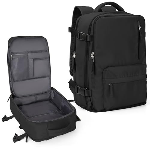 coowoz Travel Backpack For Women Men Airline Approved,Black Carry On Backpack,Large Hiking Laptop College Backpacks Waterproof Outdoor Sports Rucksack Casual Daypack Fit 15.6 Inch Backpacks - Image 1