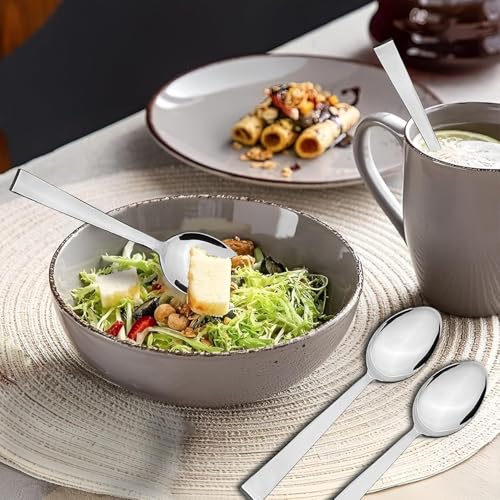 Voir Stainless Steel Spoons Set of 12, Dinning, Dinner Spoons, Table Spoon Length 14cm, Food Grade Silverware for Home & Kitchen- Mirror Polished, 12 Silver Spoons - Image 5