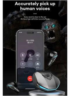 TRANSFORMERS Transformers TF-T10 Wireless Bluetooth Earbuds Gaming Headphones Deep Bass Low Latency Game Headset with Built-in Microphone For Gaming Noise Canceling Headsets Grey  - Image 3