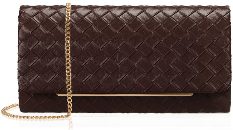nodeber Women's Clutch Purse with Detachable Strap | Evening Handbags for Parties and Weddings(Chococlate) - Image 1