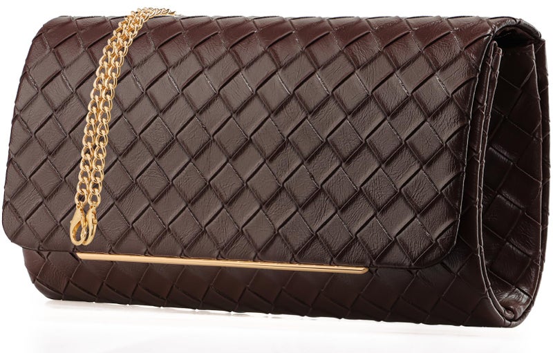 nodeber Women's Clutch Purse with Detachable Strap | Evening Handbags for Parties and Weddings(Chococlate) - Image 3