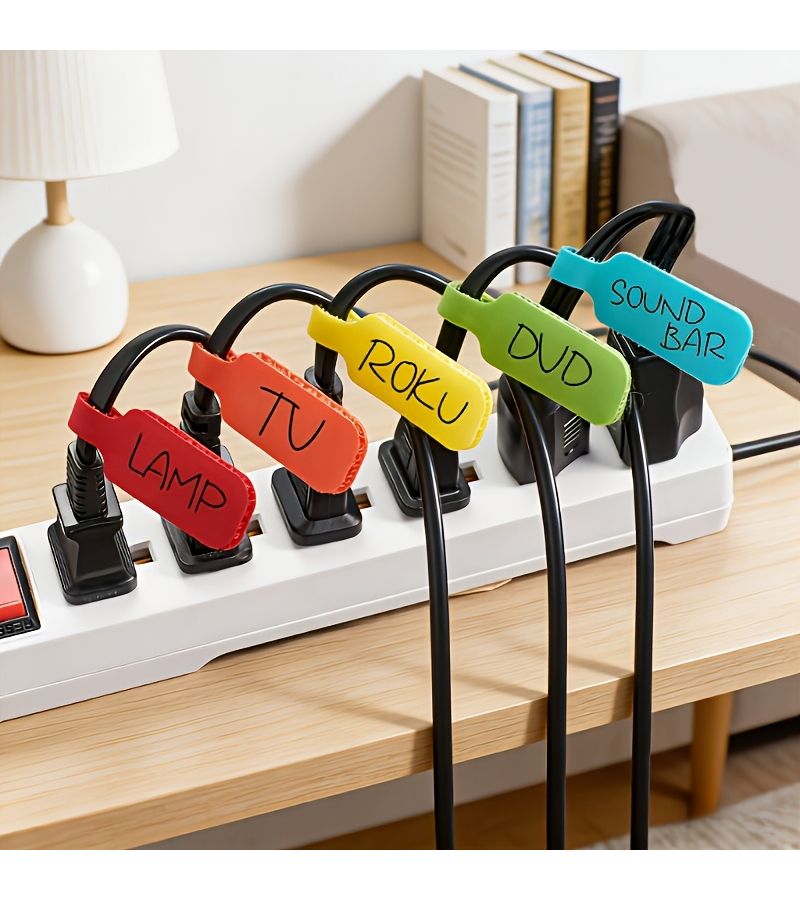 5 Pieces Assorted Fasteners Self-Adhesive Reusable Writable Cable Tying Straps - Image 4