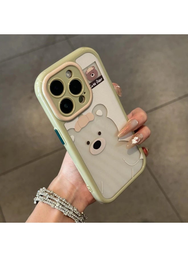 NIBEMINENT Hollow Bear Protective TPU Case Cover For iPhone 15 Plus, Green