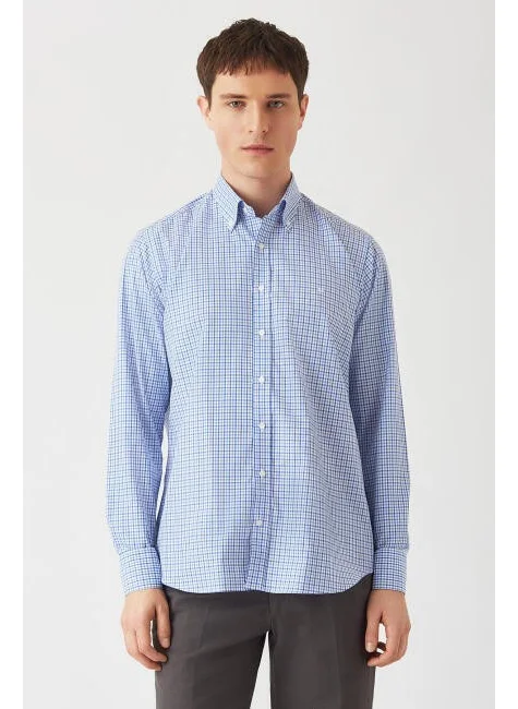 Bisse Men's Regular Fit Long Sleeve Sports Shirt BLUE GM22Y221109_E35