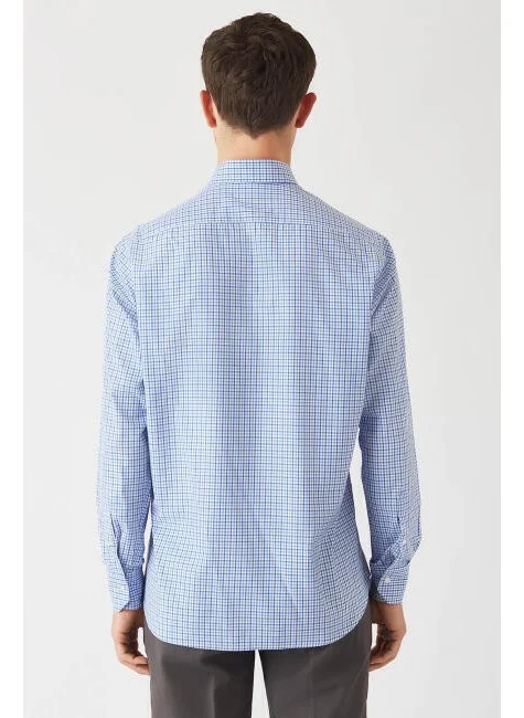 Bisse Men's Regular Fit Long Sleeve Sports Shirt BLUE GM22Y221109_E35
