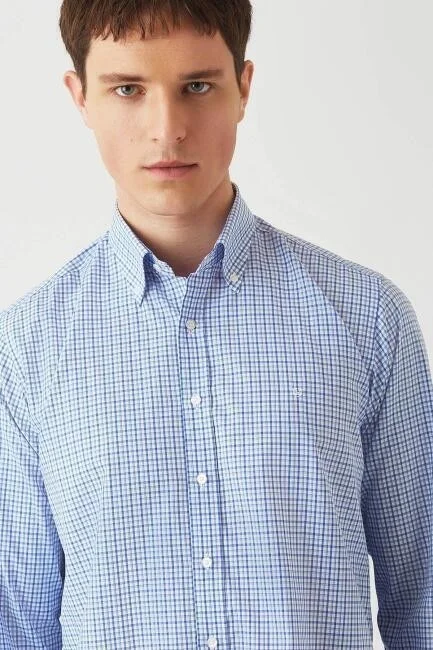 Bisse Men's Regular Fit Long Sleeve Sports Shirt BLUE GM22Y221109_E35
