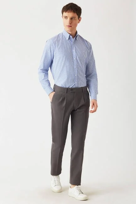 Bisse Men's Regular Fit Long Sleeve Sports Shirt BLUE GM22Y221109_E35
