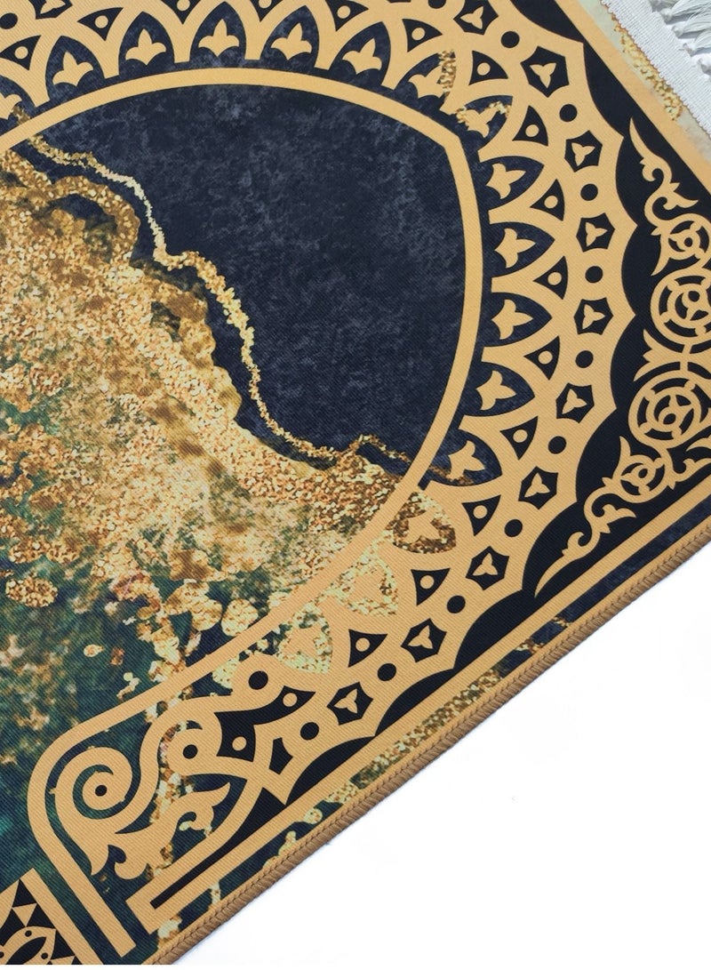 بطانية صلاة إسلامية مصنوعة من المخمل الكريستالي المنسوجة يدويًا عالية الجودة لعبادة رمضان - Image 3