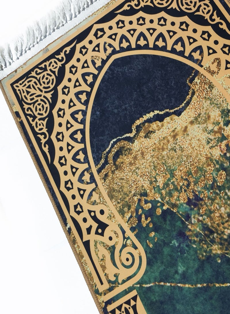 بطانية صلاة إسلامية مصنوعة من المخمل الكريستالي المنسوجة يدويًا عالية الجودة لعبادة رمضان - Image 4