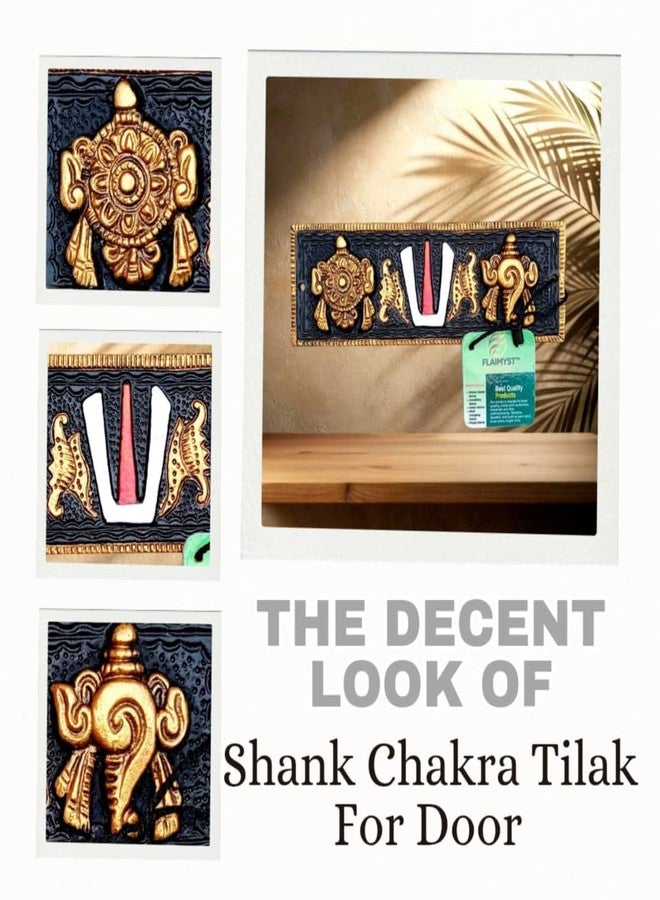 FLAIMYST 7 Inche Shank Chakra Tilak for Door, in Aluminium Metal Home Shop & Office (Black) - Image 5