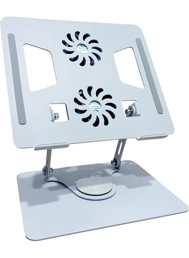 Smartly designed 360-degree rotating laptop stand - with dual silent cooling fans - sturdy, easy to use, and convenient for everyday use - Image 1