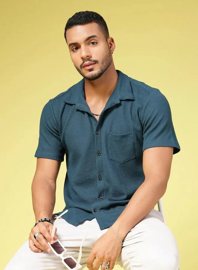 تايك تو قميص بقصة سليم فت محبوك بنمط وافل