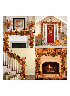 Y&D 2 Pack Fall Garland 11.4Ft Silk Hanging Leaf Foliage Mantle Vine Decor Artificial Autumn Decoration for Home Garden Fireplace Front Door  - Image 4