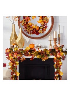 Y&D 2 Pack Fall Garland 11.4Ft Silk Hanging Leaf Foliage Mantle Vine Decor Artificial Autumn Decoration for Home Garden Fireplace Front Door  - Image 2
