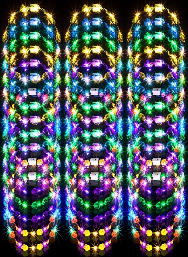 Waydress 40 Pieces LED Flower Crown Light up Headband LED Hair Garlands Glow in The Dark Flower Crown Wreath for Women Brides Wedding Birthday Holiday Beach Party Hair Accessories - Image 1