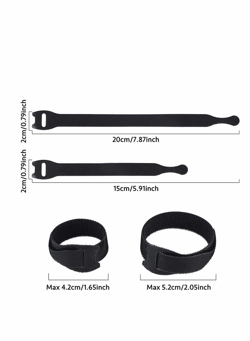 Loquat Velcro strap Cable Tie, 60Pcs Black Reusables Premium Nylon Adjustable Wire Ties Cable Straps, for Cord Management and Desk or Office Organization, 6 inch and 8 inch... - Image 2