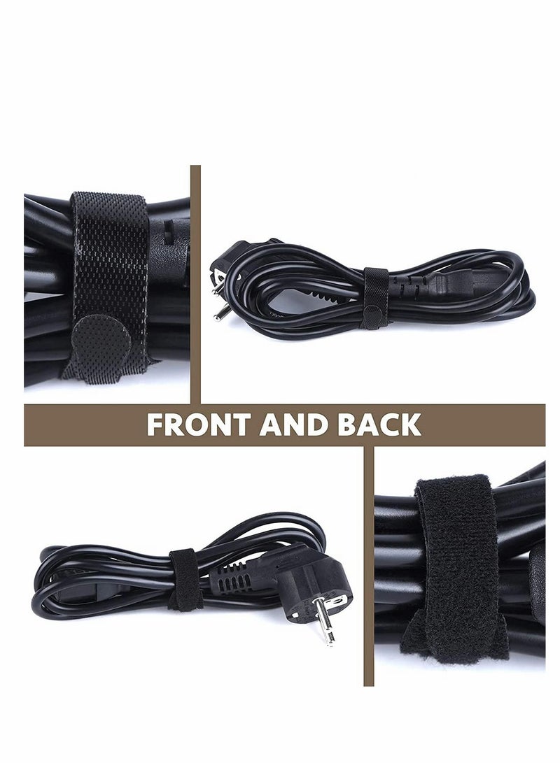 Loquat Velcro strap Cable Tie, 60Pcs Black Reusables Premium Nylon Adjustable Wire Ties Cable Straps, for Cord Management and Desk or Office Organization, 6 inch and 8 inch... - Image 4