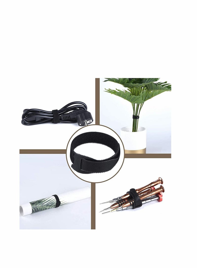 Loquat Velcro strap Cable Tie, 60Pcs Black Reusables Premium Nylon Adjustable Wire Ties Cable Straps, for Cord Management and Desk or Office Organization, 6 inch and 8 inch... - Image 5