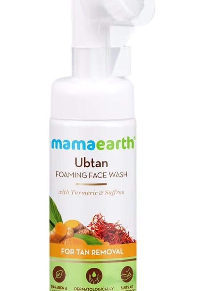 Mamaearth Ubtan Foaming Face Wash with Brush with Turmeric & Saffron for Tan Removal - Image 1