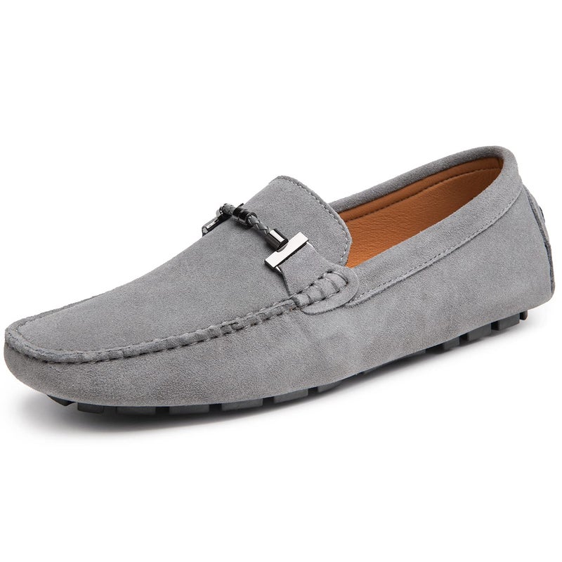 Go Tour New Mens Casual Loafers Moccasins Slip On Driving Shoes Grey 9.5/43 - Image 1