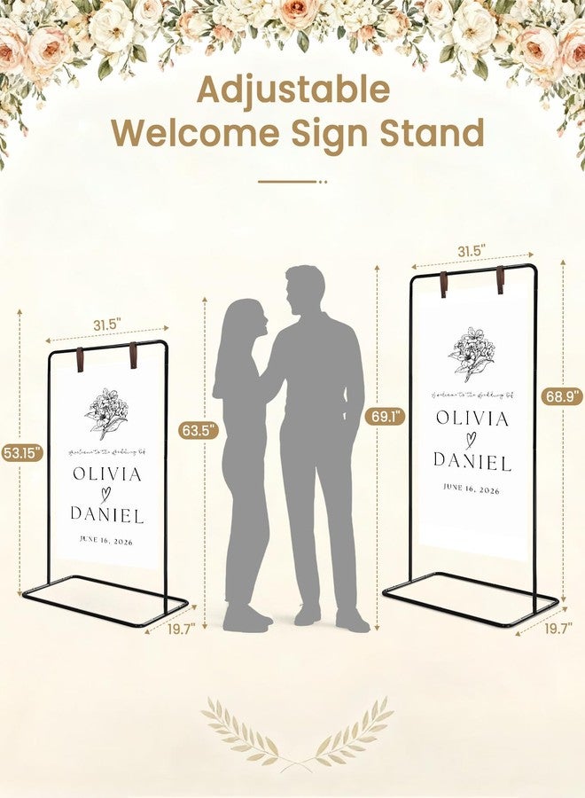 Victawks Wedding Welcome Sign Stand, Welcome to our Wedding Sign Holder, Black Easel Stand for Sign Poster With Design Bundle & Ground Stakes & Leather Sign Hanging Straps, Linen Sign Stand for Wedding Decor - Image 2