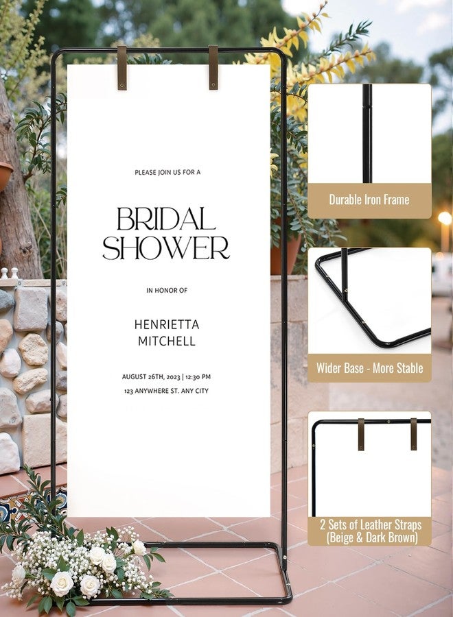 Victawks Wedding Welcome Sign Stand, Welcome to our Wedding Sign Holder, Black Easel Stand for Sign Poster With Design Bundle & Ground Stakes & Leather Sign Hanging Straps, Linen Sign Stand for Wedding Decor - Image 4
