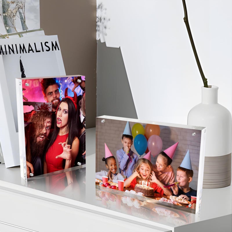 laapee 5x7 Inches Acrylic Picture Frames 5 Pack, Double Sided Magnetic Photo Frames,Free Standing on Desk or Table Clear Picture Frames - Image 2