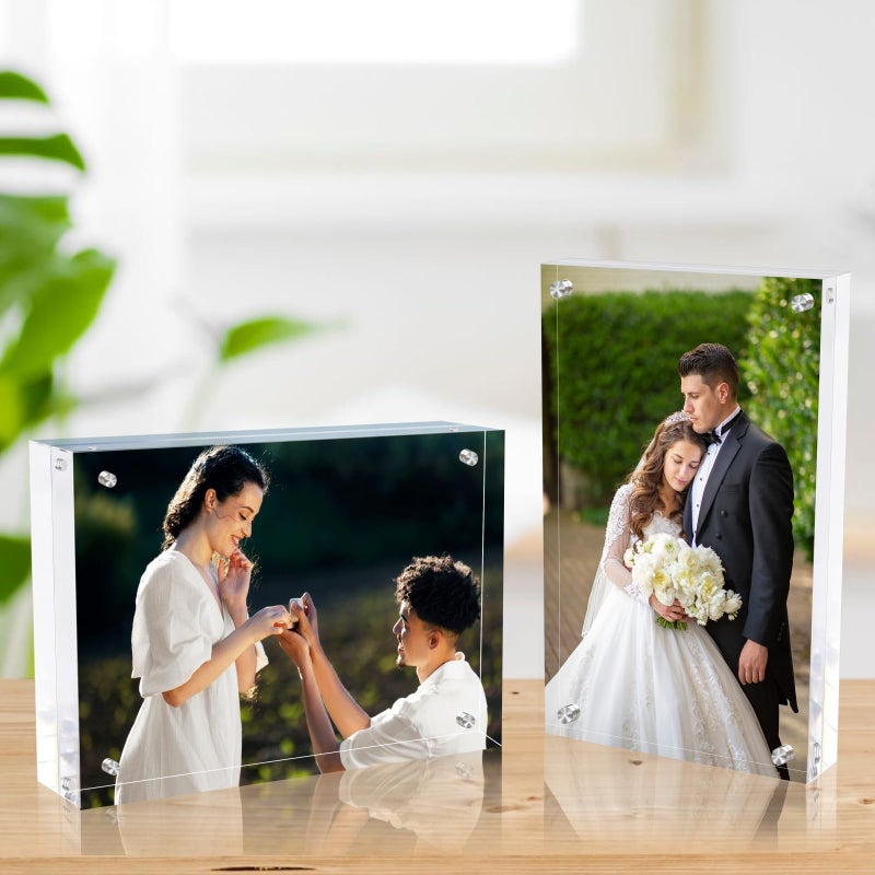 laapee 5x7 Inches Acrylic Picture Frames 5 Pack, Double Sided Magnetic Photo Frames,Free Standing on Desk or Table Clear Picture Frames - Image 5