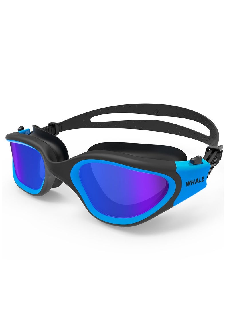 Whale Professional Adult Anti-fog UV protection Lens Men Women Swimming Goggles Waterproof Adjustable Silicone swim (Blue) - Image 1