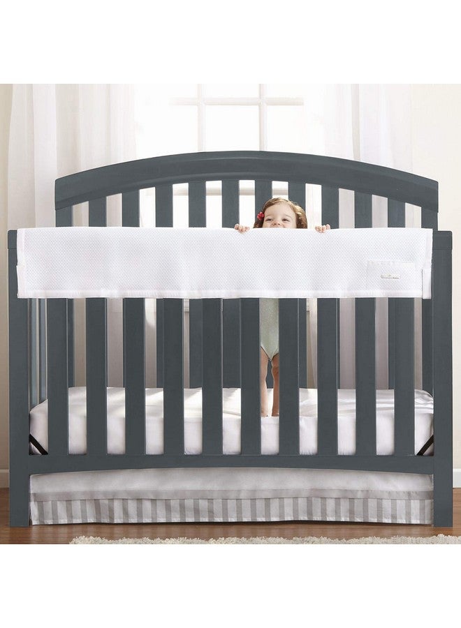 BreathableBaby Breathable Mesh RailGuard Teething Cover - White - 51” Long Panel (1) - Fits Most Full-Size and Does Not Fit Mini Cribs - Use with Coordinating Short Panels for Extra Coverage - Image 1