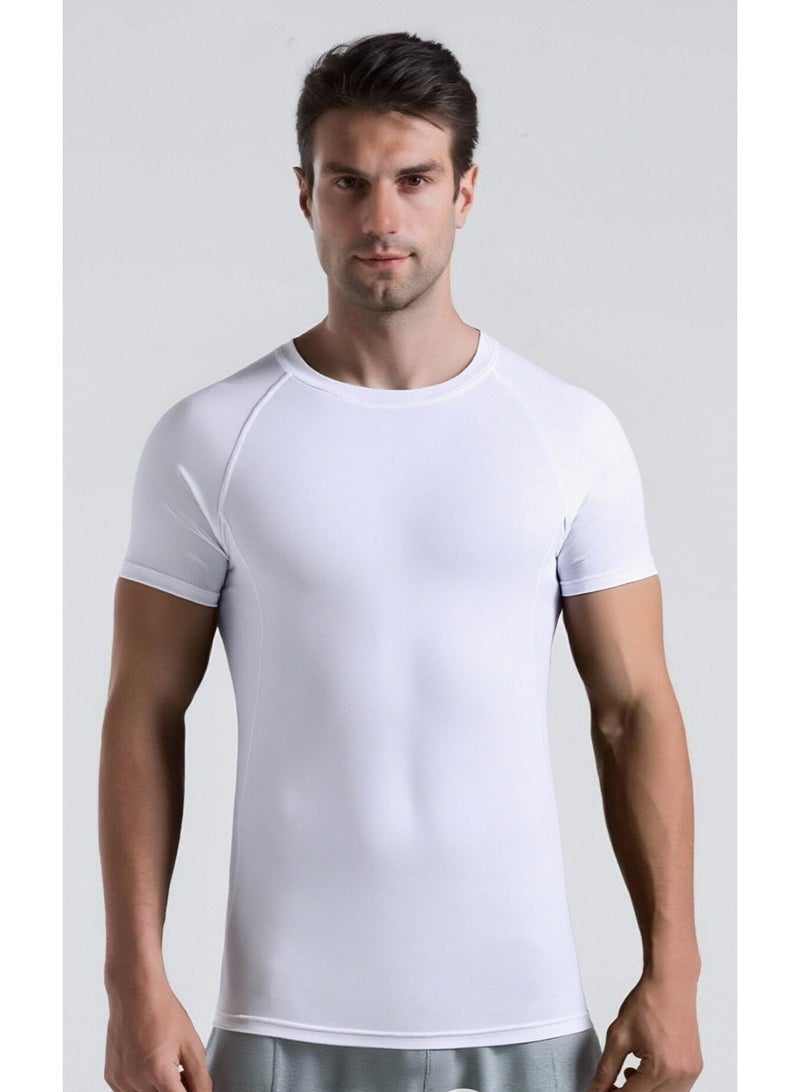 Men's Quick-Dry Athletic Fitted Short-Sleeve T-Shirt, Elastic Compression Top for Fitness Training - Image 1