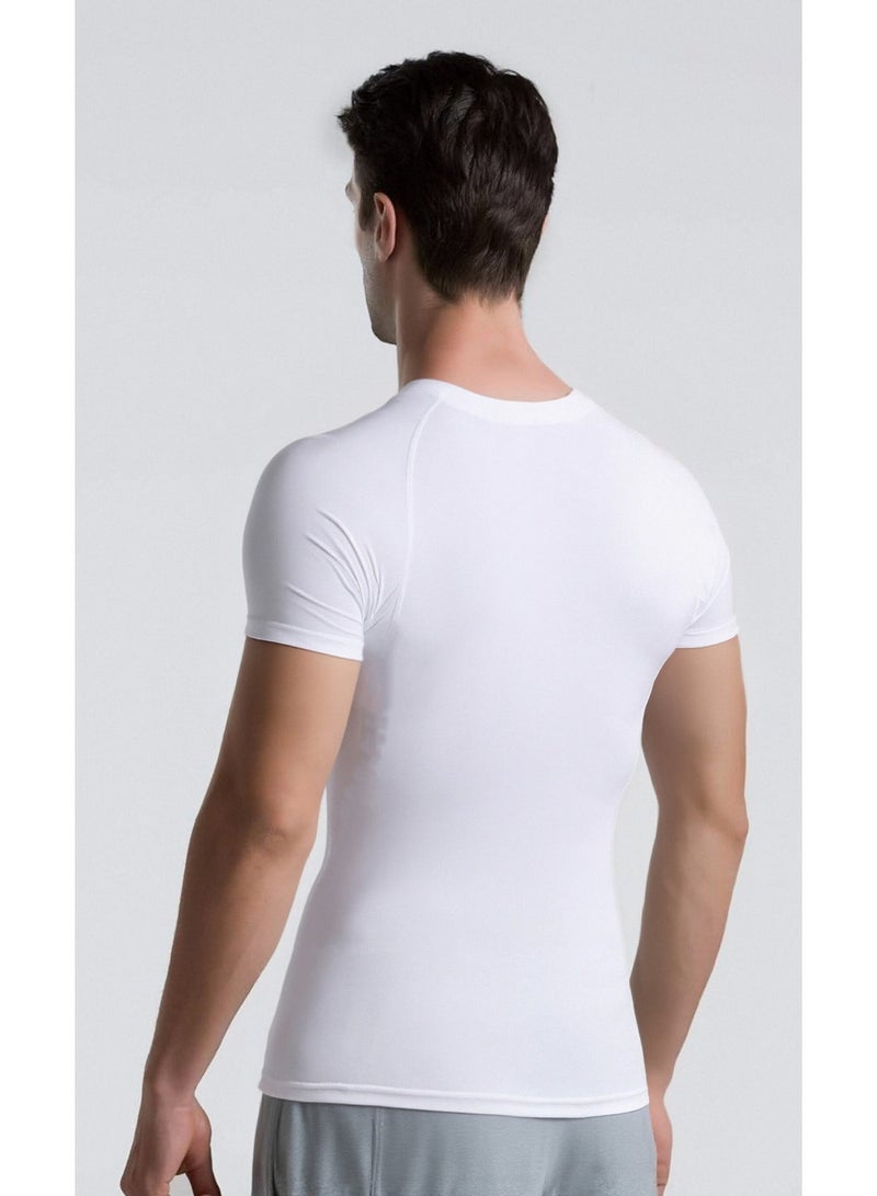 Men's Quick-Dry Athletic Fitted Short-Sleeve T-Shirt, Elastic Compression Top for Fitness Training - Image 3