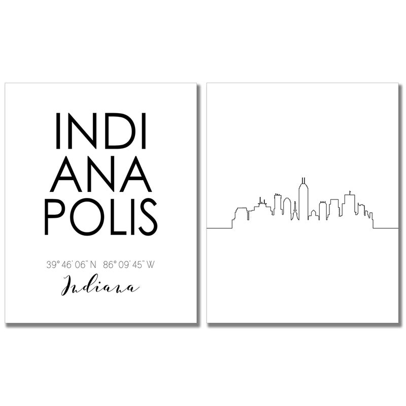 NØØT N&T Indianapolis City Skyline Wall Décor Prints - Set of 2 (8x10) Art Photos - Typography Minimalist Poster - Image 4