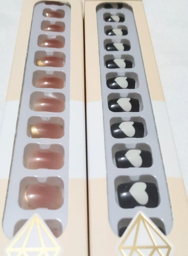 BRIKSHI Long Acrylic False Artificial MultiColor Stick on Nails Art Tips (pack 2)(24pcs)||202 - Image 1