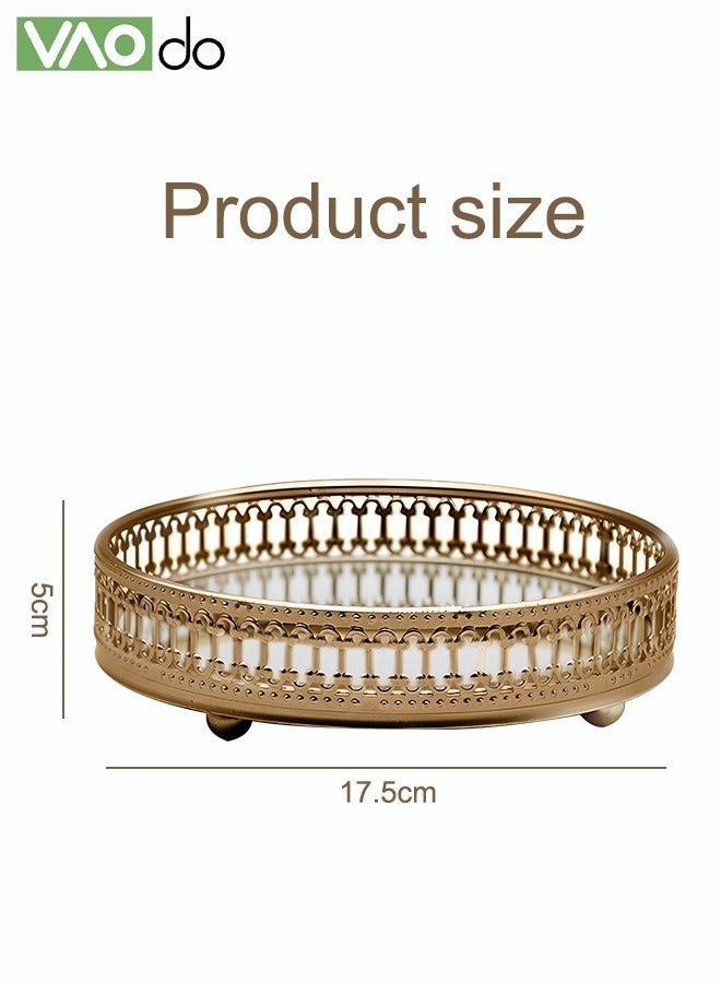 فاو دو صينية مرآة مزخرفة لتنظيم العطور وخزانة المجوهرات والصواني المنظمة 17.5*5 سم - Image 3