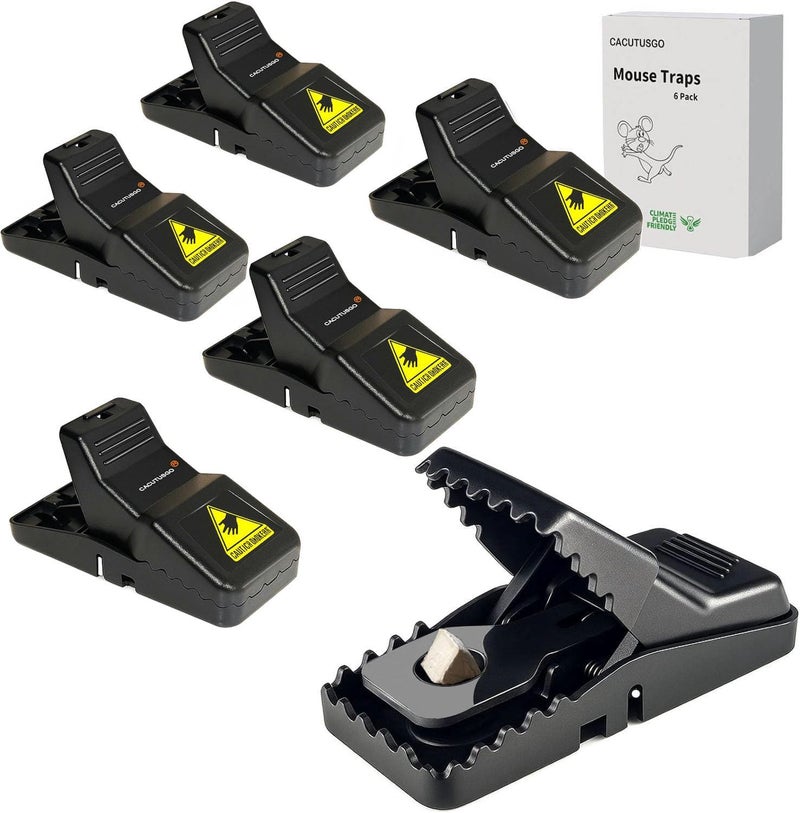 CACUTUSGO Reusable Indoor Mouse Trap 6 Pack â€“ Easy to Set Plastic Rodent Control Device for Home, Garage & Garden Use - Image 1