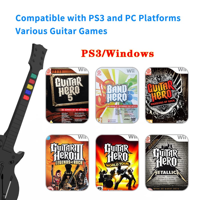 NBCP NBCP Guitar Hero Wireless Guitar Controller for PC/PS3 Platform 5 Keys Guitar Hero and Rock Band Guitar (Black) [video game] - Image 2