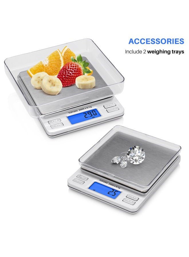 Smart Weigh ميزان جيب رقمي دقيق 2000 جرام × 0.1 جرام وزن احترافي للأطعمة والأونصات والجرامات، ميزان مطبخ صغير محمول للمجوهرات والأعشاب، وظيفة العد والإمساك، شاشة LCD مضاءة من الخلف - Image 2