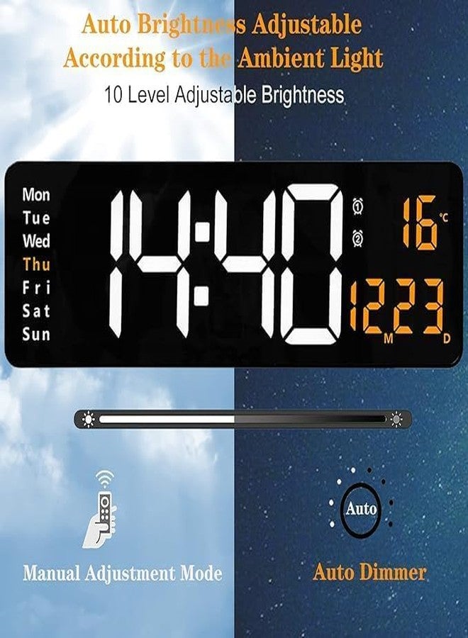 GALLY 16.2" Large LED Digital Wall Clock with Remote, Auto-Dimming, Date/Day/Temp, Dual Alarm & Countdown, 12/24-Hr - USB Powered, Wall & Table Use for Bedroom, Living Room, Office, Home Decor - Image 4
