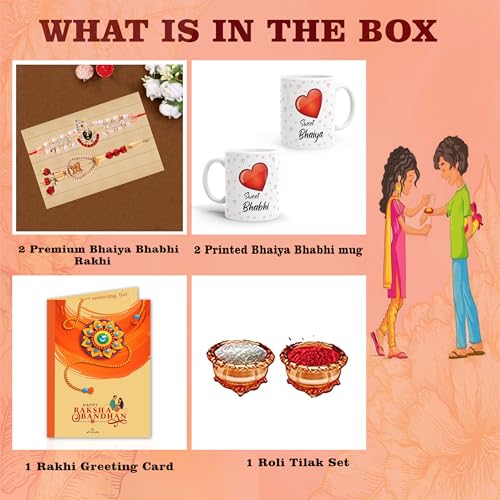 Gift Arcadia Arcadia Rakhi Lumba Gift Set for Brother and Bhabhi - Coffee Mugs 330ml Combo - Ceramic Cup for Rakhi Gifts (Combo-5) - Image 4