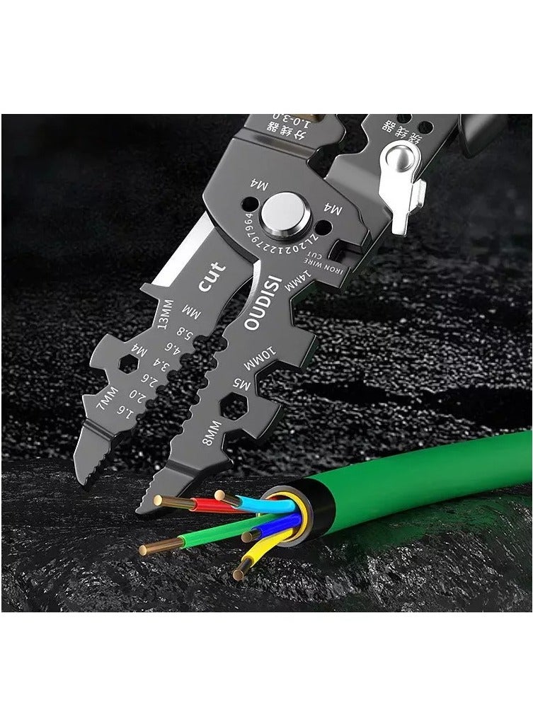 Oudisi 25-in-1 Multifunctional Wire Stripping Pliers – Adjustable Cable Cutter Crimping Tool for Electricians & DIY - Image 2