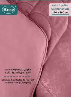 Rose ROSE Luxurious Flory Comforter, Premium Cotton Alternative Microfiber, Set of 4 pieces, Super Soft Cozy Breathable Cooling Lightweight, Extra Twin size 260x170 cm, Pink  - Image 4