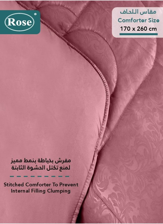 Rose ROSE Luxurious Flory Comforter, Premium Cotton Alternative Microfiber, Set of 4 pieces, Super Soft Cozy Breathable Cooling Lightweight, Extra Twin size 260x170 cm, Pink  - Image 4