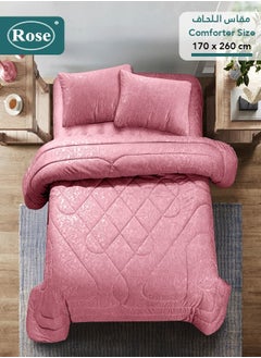 Rose ROSE Luxurious Flory Comforter, Premium Cotton Alternative Microfiber, Set of 4 pieces, Super Soft Cozy Breathable Cooling Lightweight, Extra Twin size 260x170 cm, Pink  - Image 3