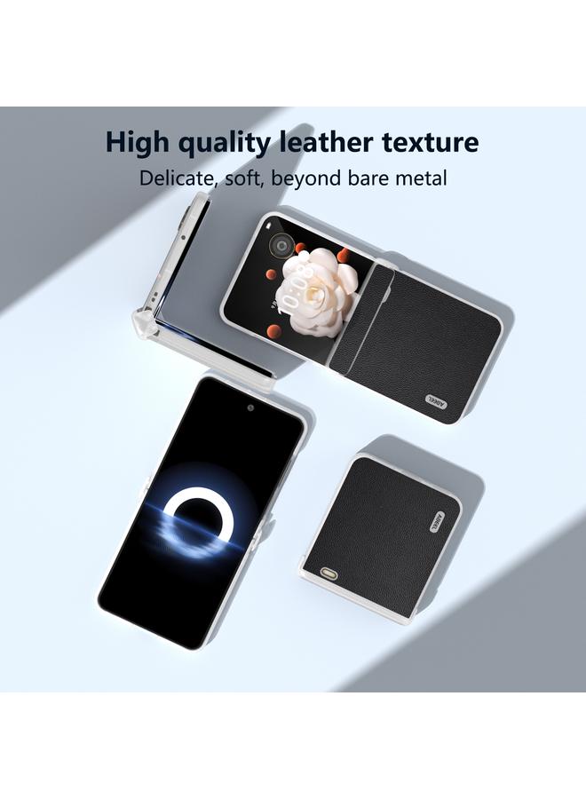 Green Tiger Case For Honor Magic V Flip Three Parts Genuine Leather Elegant Frosted Transparent Edge Phone Case - Image 3