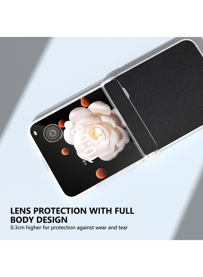 Green Tiger Case For Honor Magic V Flip Three Parts Genuine Leather Elegant Frosted Transparent Edge Phone Case - Image 5