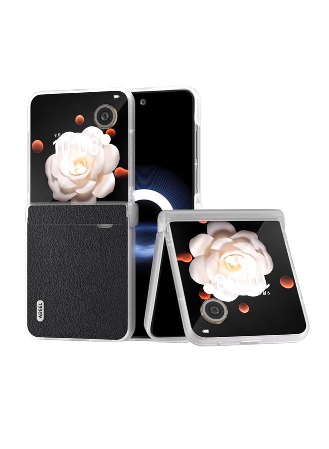 Green Tiger Case For Honor Magic V Flip Three Parts Genuine Leather Elegant Frosted Transparent Edge Phone Case - Image 1