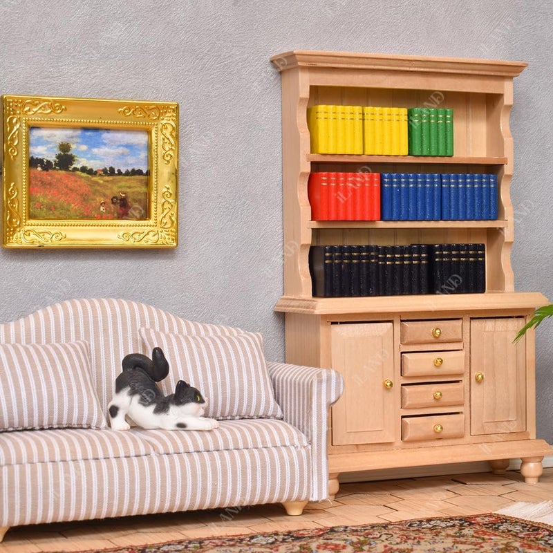 iLAND Miniature Dollhouse Accessories for Dollhouse Furniture on 1:12 Scale, Dollhouse Frames w/Printed Classic Paintings Set (4 Bright Golden Frames & Pictures) - Image 4