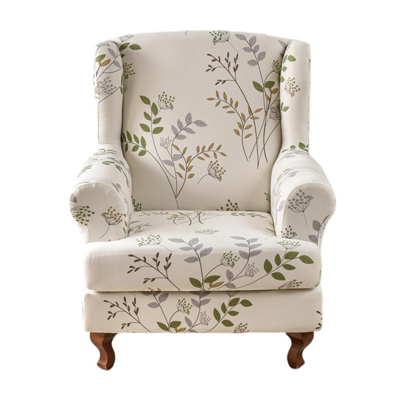 KRFOONN أغطية كرسي كرفون Wingback - 2 قطعة من القماش المرن لأغطية الكراسي Wingback - أغطية أريكة Wingback - أغطية كراسي بذراعين - واقي أثاث غير قابل للانزلاق لغرفة المعيشة للكراسي Wingback، A20 - Image 1